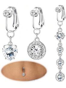 AVYRING 3-5PCS Golden Fake Belly Piercing Fake Belly Ring For Women Fake Belly Button Piercing Clip On Belly Button Rings Fake Navel Ring Non Piercing