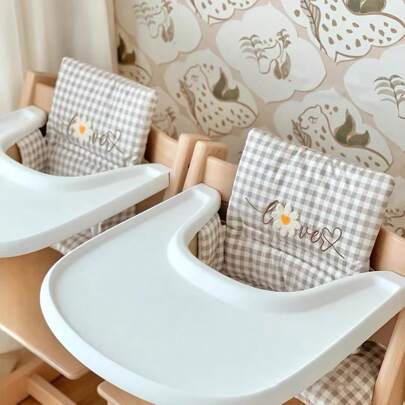 1 Stück kompatibles Stokke Tripp Trapp Kissen Set - Weiches Sitzkissen für Säuglinge, Babys & Kleinkinder, Cartoon Bär & Blumen Rückenkissen und Sitzkissen, Hochstuhl Zubehör