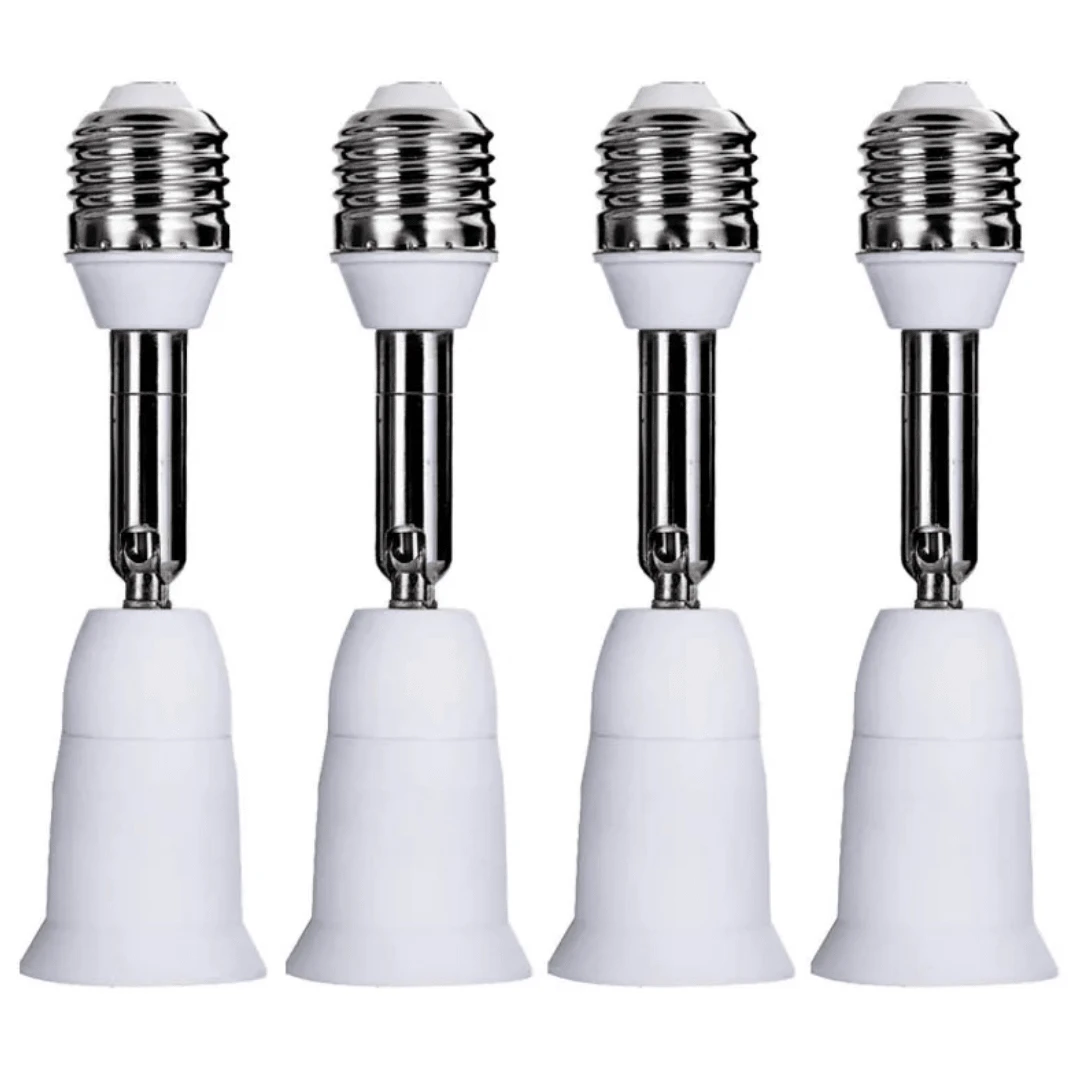 4 件装 E27 转 E27 柔性延长灯座 110V-220V E27 LED 灯泡灯座适配器转换插座照明配件 - 白色 - 查看 1