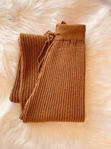 Women's Ribbed Mousse Pantaloons In Tricot Knit - 駝色 - 查看 3