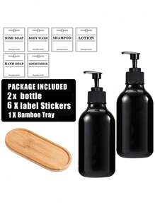 WCIC Bình đựng dầu gội và sữa tắm màu đen bóng 500ml có thể nạp lại, chai riêng, gắn tường có nhãn, dùng cho vòi sen, khách sạn, bình đựng xà phòng thủ công, gắn tường, giá đỡ bằng thép không gỉ, bình đựng dầu gội di động, hộp đựng xà phòng lỏng có thể nạp lại - Nhiều màu - Xem 14