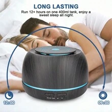 300ML 芳香精油扩散器，8 小时木纹冷雾香薰扩散器，带遥控器、USB 电源线、计时器、7 色变光空气加湿器，适用于家庭、卧室