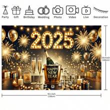 1 Striscione per Festa di Capodanno 2025, con design di Champagne e Fuochi d'Artificio, Nero e Oro, Perfetto per Decorazioni di Capodanno, Servizio Fotografico di Capodanno, Adatto per Camera da Letto, Stanza, Decorazione Esterna, Dimensioni Varie 82,7*59,1/59,1*39,4/39,4*29,5 Pollici