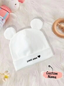 1pc Custom Printed Letter Logo Baby Hat, Soft And Skin-Friendly, Better Protection And Warmth For Baby Head Back To School Winter Gift Ideas Boy Girl Valentine's Day