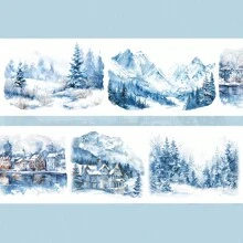 1 Cuộn/Túi Băng dính trang trí Washi Winter Series, Thích hợp cho thiệp, nhật ký, sổ lưu niệm - Nhiều màu - Xem 15
