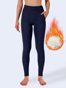 1pc leggings térmicas femininas com forro térmico, calças justas para ciclismo, esportes e atividades ao ar livre