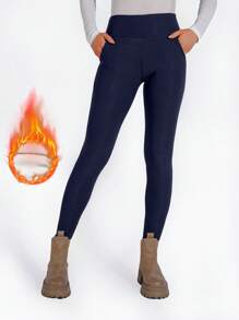 1pc leggings térmicas femininas com forro térmico, calças justas para ciclismo, esportes e atividades ao ar livre