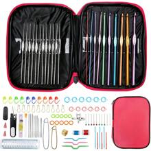 54/100 pièces Set de crochets métalliques, crochets à tricoter en aluminium de couleurs assorties et divers outils pour un artisanat et un tricotage créatifs (couleur aléatoire)