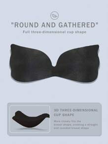 11件/(1件连体侧翼文胸+10件无纺布乳头贴)隐形文胸连体侧翼聚拢罩杯婚纱聚拢文胸/吊带隐形防凸乳头贴透气超薄 - 黑色 - 查看 4