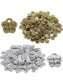 20/10pcs Metal Handmade Label DIY Bag Clothes Hat Sewing Label Clothing Accessories Retro Silvery Bronze Alloy Label Bag DIY Accessories Hand Made Letter Labels Handmade Buttons Alloy Oval Hand Made Pendant Tags Button