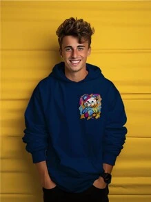 Brooklym New York Anime Oversize Premium Cotton Bear Sweatshirt Cang 0272 NERD VEST - 藏蓝色 - 查看 3