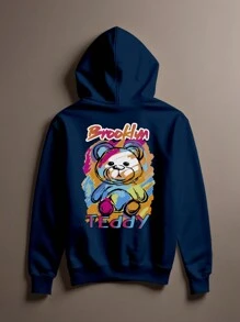 Brooklym New York Anime Oversize Premium Cotton Bear Sweatshirt Cang 0272 NERD VEST - 藏蓝色 - 查看 1