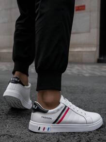 Giày thể thao nam màu trắng thường ngày, giày thể thao đế bằng thoáng khí sang trọng nhẹ nguyên bản cho nam - trắng - Xem 5