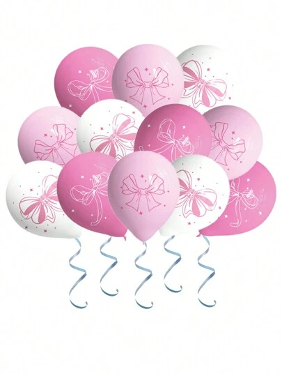 10/20pcs 12inch Pink Bow Party Balloon Bowknot Theme Birthday Party Supplies Bachelorette Wedding Party Decorations, Women Pink Bow Photo Props