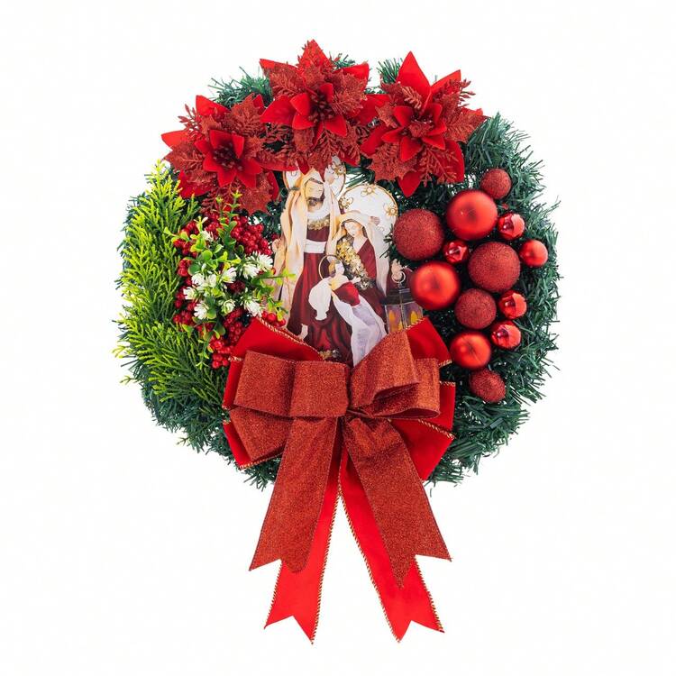 1 Pc New Christmas Ornaments Scene Decoration Props Jesus Christmas Wreath Door Hanging, Send Friends, Send Family Gifts - Multicolor - View 12