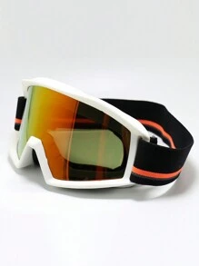 1 件女士时尚滑雪镜，2024 新款复古潮流简约高端防风双层彩色涂层防雾滑雪镜 - 黑色 - 查看 3