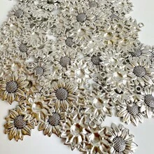 10 件双色 22x20 毫米可爱向日葵饰品植物吊坠适合 DIY 手工金属合金首饰制作 - 向日葵 - 查看 8