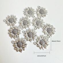 10 件双色 22x20 毫米可爱向日葵饰品植物吊坠适合 DIY 手工金属合金首饰制作 - 向日葵 - 查看 9