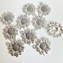 10 件双色 22x20 毫米可爱向日葵饰品植物吊坠适合 DIY 手工金属合金首饰制作 - 向日葵 - 查看 11