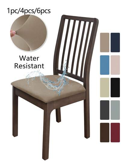 1pc/4pcs/6pcs Solid Color Stretch Seat Covers, Chair Cushion Covers, Dust-Proof Removable & Washable Seat Protectors, Suitable For Living Room, Dining Room, Hotel, Office