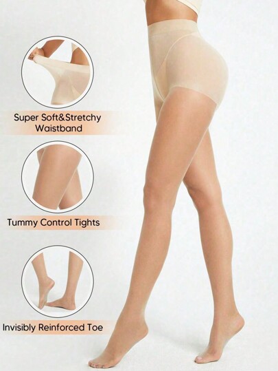 1 Pair Women's Sheer Tights Ultra Thin High Waist Pantyhose Thigh High Stockings For Daily