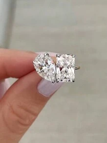 Esberry 1 pièce Bague en zircone de forme personnalisée en argent sterling 925 pour dames. Bijoux de mode, cadeau de bijoux raffinés pour les femmes, pour rendez-vous
