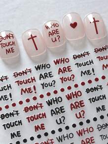 1 pieza Pegatinas de uñas con letras cruzadas en inglés - Pegatinas autoadhesivas desechables para decoración de arte de uñas DIY