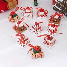 12pcs/Set Christmas Gift Boxes, Triangle Santa Claus Face Candy Gift Boxes Christmas Decorations Christmas Decor Christmas Gifts Christmas Party Supplies Christmas Gift Bags Christmas Bags Christmas Stickers - Multicolor - View 2