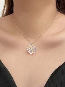 1 套优雅花卉首饰套装、项链和耳环，独特的时尚设计，适合女性节日和日常佩戴 - 花朵 - 查看 4