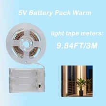 1 Piece Multi-Functional Battery Pack Powered Led Strip Light (Without Batteries) - Warm/White, Flexible Light Cuttable - Ideal For Gift Boxes, Wardrobes, Cupboards, Etc.