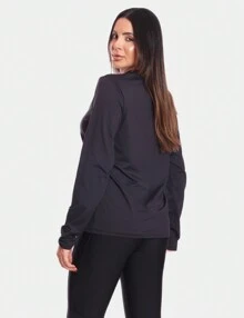 Women's Plus Size Long Sleeve UV Sun Protection T-Shirt - 黑色 - 查看 4