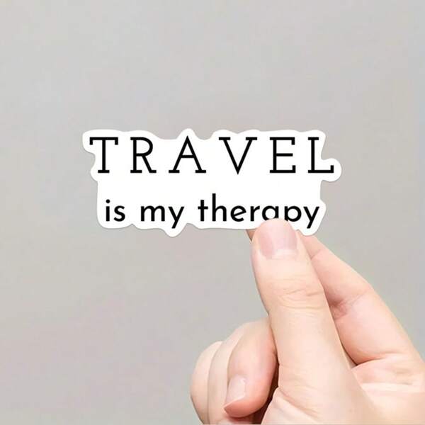 Adesivo de 3 polegadas Travel Is My Therapy Wanderlust – Perfeito para laptops, garrafas de água, diários, equipamentos de viagem, malas e cantos de aventura | Ótimo para entusiastas de viagens, amantes da natureza, aventureiros e aliviadores de estresse | Presente ideal para amigos, familiares e colegas | Adesivo inspirador para decoração com tema de viagem, desejo de viajar e espaços de autocuidado