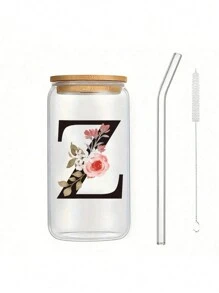 1 件个性化字母圣诞 A TO Z 磨砂玻璃杯，带竹盖和吸管，高硼硅耐热玻璃杯 - 办公室和家庭咖啡杯、生日礼物、女性、妈妈、最好的朋友、伴娘礼物的圣诞礼物 - 彩色 - 查看 37