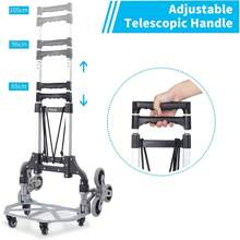 Folding Hand Truck Aluminium Stair Climbing Cart With 10 Wheels Lightweight Collapsible Dolly Truck Portable Hand Trolley With Cord For Indoor Outdoor Travel Shopping Outdoor Decor