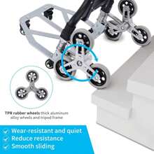 Folding Hand Truck Aluminium Stair Climbing Cart With 10 Wheels Lightweight Collapsible Dolly Truck Portable Hand Trolley With Cord For Indoor Outdoor Travel Shopping Outdoor Decor