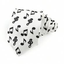 ZONFAZ 1pc Men Musical Note, Music Sheet, Piano Keys, Playing Card Pattern Business Fashion Necktie, 8cm Width Satin Texture, Suitable For Music Performance, Ceremony, Wedding, Party Matching