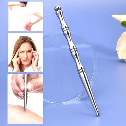 1 que chọc huyệt kinh lạc bằng thép không gỉ 304, dụng cụ massage huyệt đạo trên mặt, ván massage chân, con lăn massage hai đầu cho toàn thân, làm đẹp, sản phẩm chăm sóc da, spa, chăm sóc bản thân, dụng cụ chăm sóc da, chăm sóc mặt, đồ dùng thẩm mỹ, massage, dụng cụ massage mặt, con lăn mặt