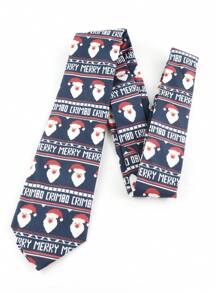 1 件男士 8 厘米圣诞限量圣诞老人/雪人/拐杖糖元素复古领带，适合圣诞派对正式服装配饰 - 藏蓝色 - 查看 4