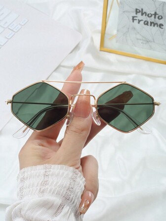 1pc Unisex Hip Hop Street Style Retro Metallic Rhombus Colorful Fashionable Glasses, Suitable For Personalized Outfit, Outdoor, Stage, Party For Summer Beach Vacation, Outdoor, Travel