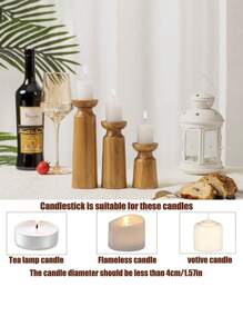 Cirelle 1 pieza, Set de 3 piezas Portavelas de madera maciza vintage, decoración de mesa para el hogar y B&B, portavelas de madera para la cena, adorno de portavelas, regalos para cumpleaños, graduación, hogar acogedor, comodidad del hogar de Rama, regalo del Día de la Madre, uso en fiestas, comedor familiar, suministros para restaurantes de gama alta, regalo de inauguración de la casa, decoración de bodas