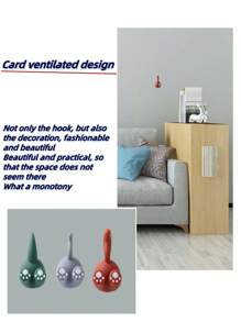 卡通动物墙钩可爱儿童牙刷架粘性浴室门挂钩圣诞节、万圣节、感恩节礼物 - 彩色 - 查看 5