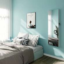 White Jewellery Cabinet Mirror, Wall Mounted & Door Hanging Dressing Mirror, Jewellery Organiser Wardrobe, Lockable Jewellery Armoire With Large Storage Back To School Dormitory Storage - White - View 5