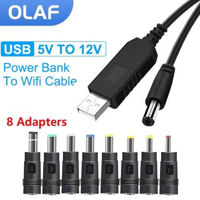 OLAF USB To Power Cable 5V To 12V Boost Converter 8 Adapters USB To  Jack Charging Cable For Wifi Router Mini Fan Speaker