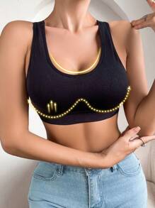 Áo ngực thể thao nữ không đường may & không dây, áo ngực tập yoga thoải mái & thoáng khí - màu đen - Xem 3