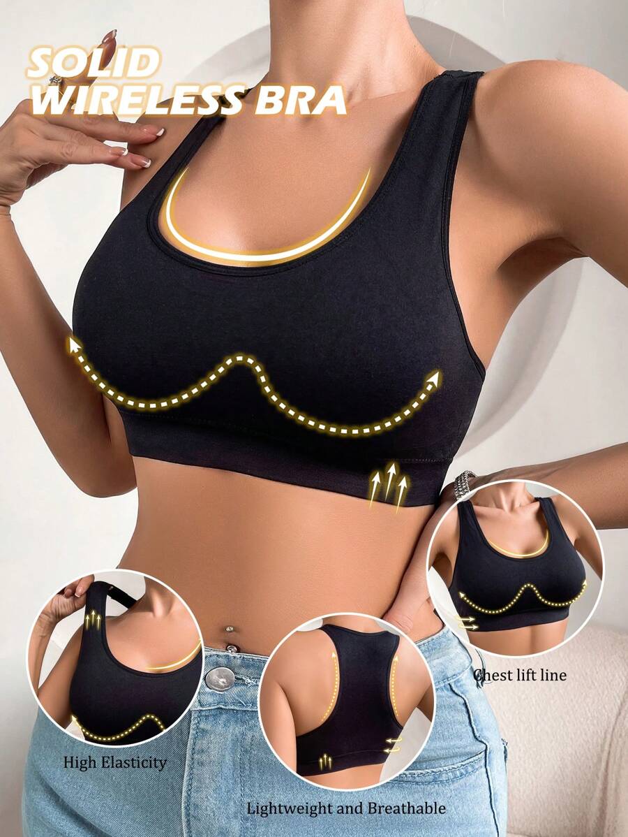 Áo ngực thể thao nữ không đường may & không dây, áo ngực tập yoga thoải mái & thoáng khí - màu đen - Xem 1