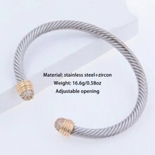Brazalete ajustable de acero inoxidable con diseño bicolor en oro y plata, unisex, adecuado para uso diario, estilo punk/gótico, mejor regalo para festividades, joyería