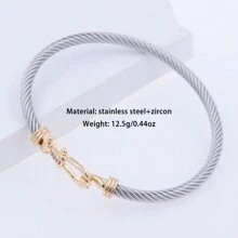 Brazalete ajustable de acero inoxidable con diseño bicolor en oro y plata, unisex, adecuado para uso diario, estilo punk/gótico, mejor regalo para festividades, joyería