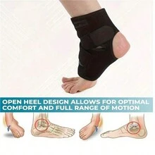 1 件压缩运动踝部支撑，稳定篮球/足球踝部伤害保护，踝部保暖器 - 黑色 - 查看 8