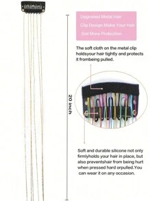 12 Pieces Clip-In Medium Straight Hair Synthetic Hair Clips, Fashion Party Girls Blonde Hair Silk Hair Clips, Colorful Glitter Hair Clips, Dazzling Hair Accessories For Holiday Gift Party With Family And Friends Christmas Gifts