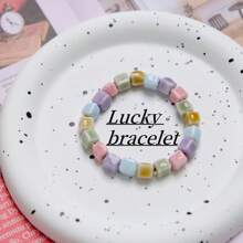 1 chiếc vòng tay hạt gốm hình khối bất đối xứng nhiều màu sắc dành cho phụ nữ, vòng tay trang sức thời trang, món quà lý tưởng cho học sinh, cặp đôi, phù hợp cho mọi dịp - Nhiều màu - Xem 1